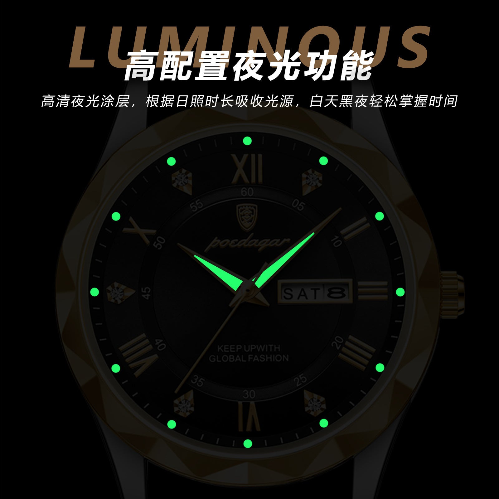 POEDAGAR Men Sports Silicone Quartz Watch-Static Movement